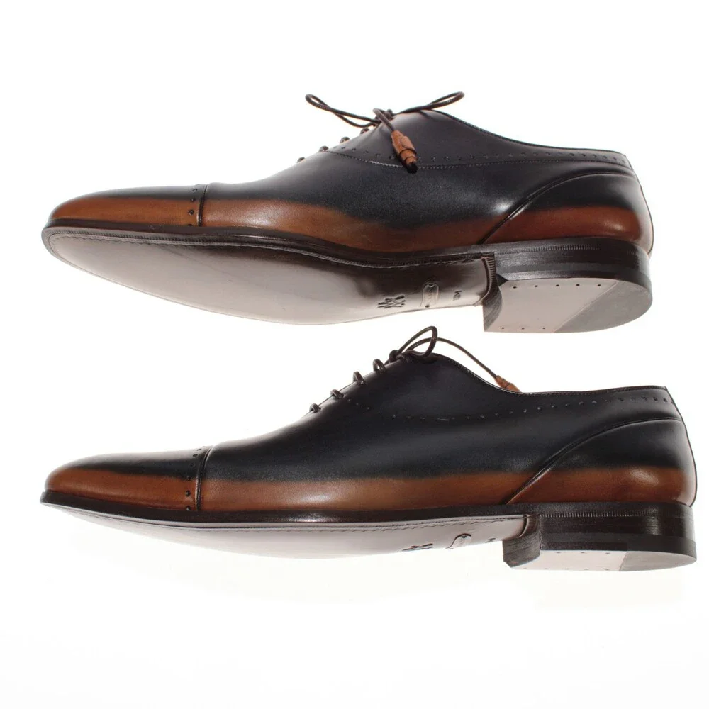 Mezlan NWD Icaro Lace Up Oxford Dress Shoes Size 11.5 US in Blue & Tan Leather